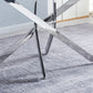 RDT919 Tempered Glass Top Rectangular Dining Table with Silver Base