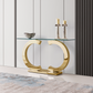 ST313 Modern Console Table with Tempered Glass Top & Stainless Steel Base
