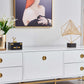 TV001 White & Gold Functional Storage TV Stand